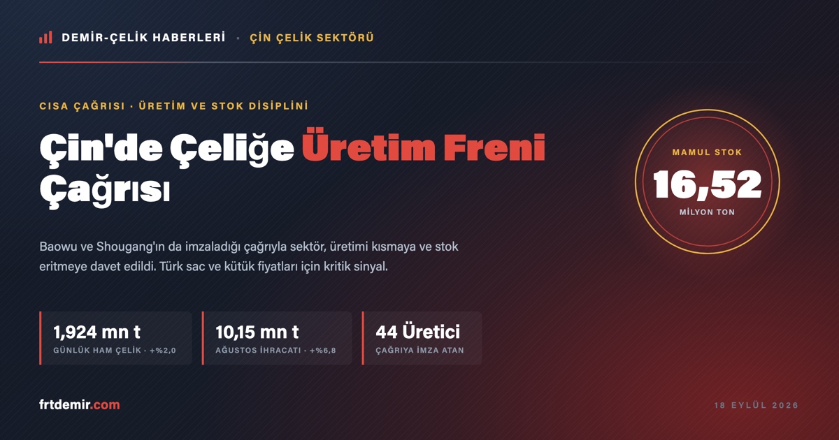 Çin'de 44 Dev Çelik Üreticisinden Üretim Frenine Çağrı: Stok Baskısı Türk Çeliğine Ne Anlatıyor?